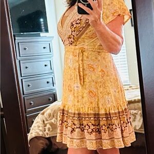 Floral Yellow and Brown Dress